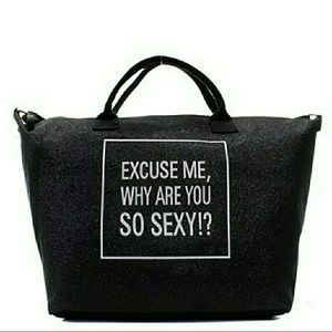 BLACK CANVAS GLITTER GYM/TOTE OVERNIGHTE BAG! FUN!